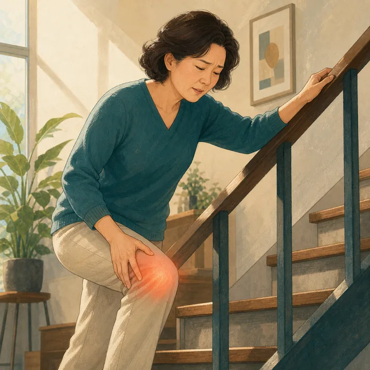 뼈·관절 고민을 일상 장면으로 표현한 일러스트
