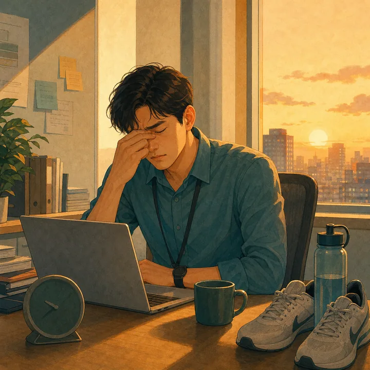 활력·에너지 고민을 일상 장면으로 표현한 일러스트