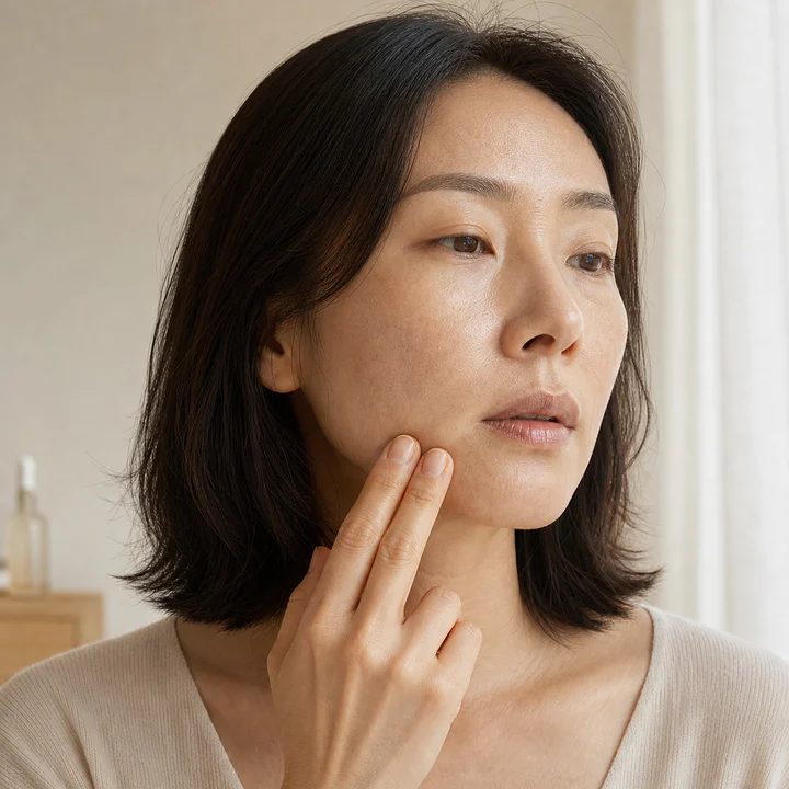 피부결 고민을 일상 장면으로 표현한 일러스트